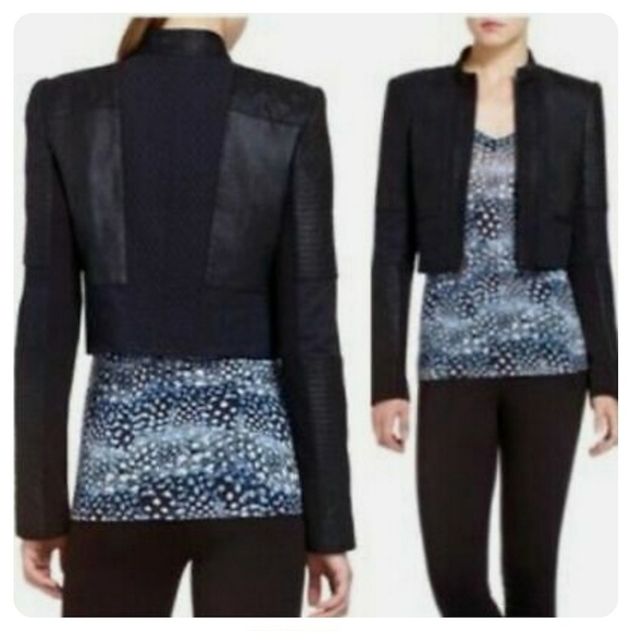 BCBGMaxAzria quilted cropped moto blazer XXS - Picture 2 of 10